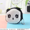 Cute panda plush mini coin purse with silver ball chain and top zipper closure - Panda