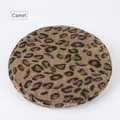 Detailed close-up of camel leopard print fabric texture on a soft wool beret hat - M (56-58cm) / Camel