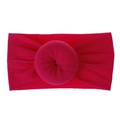 Dettaglio della fascia in nylon rosso con nodo a ciambella in morbida maglia elastica - Rosa Rosso