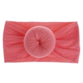 Dettaglio fascia neonata rosa in nylon con nodo a ciambella e morbida trama a maglia - Rosso Anguria
