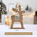 Figurine de cerf de Noël en bois avec motif flocon vert et pompon blanc décoratif - Petit (20.5x13cm) / Vert