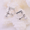 Silver screw-on clip-on earring converter for non-pierced ears with spiral design - Screw Earring Clip Side Hole / Steel