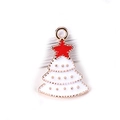 White enamel Christmas tree pendant with red star and gold plating for DIY jewelry - No.14 White Xmas Tree