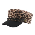 Casquette gavroche imprimé léopard marron avec visière noire et détail de corde décorative - 58cm / Imprimé léopard