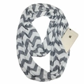 Sciarpa a anello con motivo a onde grigio e bianco e tasca nascosta con zip - Motivo a Onde Bianco Grigio