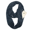 Dark blue infinity scarf with white constellation patterns and a hidden zipper pocket - Starry Sky Black