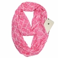 Infinity scarf with pink and white clover pattern featuring a functional hidden zipper pocket - Clover Pattern Watermelon Red