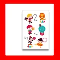 Cartoon circus carnival temporary tattoos featuring lion and clown, model WK-007 - Animal Tamer and Performing Lion Style (WK-007)