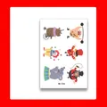Cartoon circus carnival children temporary tattoo stickers featuring clowns and animals - Strongman and Circus Characters Style (WK-006)