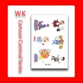 Cartoon circus carnival temporary tattoos for kids featuring clown and animals model WK-005 - Seal Balancing Ball and Monkey Juggling Style (WK-005)
