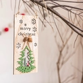Rustic wooden Merry Christmas door sign with pine cones and hollowed tree cutout - Door Hanging