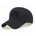 Casquette tactique noire avec surface velcro frontale pour patchs en tissu de coton - Réglable / Noir Classique(18)