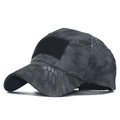 Macro view of tactical camouflage baseball cap with front hook and loop patch surface - Adjustable / Dark Grey Python Camo(1)