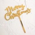 Décoration de gâteau Joyeux Noël en acrylique miroir doré avec lettrage élégant chic - Style 265 / Doré