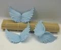 Detailed view of light blue angel wing plastic accessories with feather texture for DIY - Small 8cm (Single) / Sky Blue
