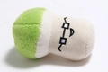 Detailed side view of green and white plush dog toy featuring soft embroidered textures - Green Mushroom