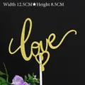 Gold glitter Love cake topper with heart design for wedding and birthday cake decoration - Love Gold
