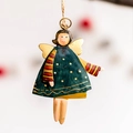 Vintage hand-painted metal angel pendant hanging with rustic twine for Christmas - C4 Angel