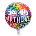 18-inch round Happy Birthday foil balloon with colorful polka dots for party decor - 18 Inch A (Colorful Dots)