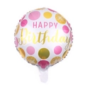 White round happy birthday foil balloon with pink and gold confetti dots decoration - 18 Inch L (White Base Gold Pink Dots)