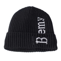 Schwarze Winter-Strickmütze mit weißem Berny-Schriftzug und grober Rippenstruktur - Einheitsgröße(Fleece gefüttert) / Schwarz