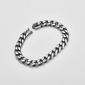 Vintage zilveren heren roestvrijstalen Cubaanse armband met rechthoekige sluiting - Vintage Zilver-21CM