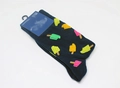 Men's dark blue crew socks featuring colorful popsicle knit patterns and retail packaging - Ice Cream