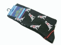 Men's black cotton socks with Dalmatian dog pattern and red toe accent on retail card - Dalmatian