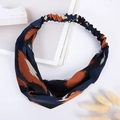 Diadema elástica con estampado de leopardo en azul marino y marrón naranja estilo deportivo - Azul Marino
