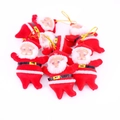 Mini plush Santa Claus ornaments with red velvet finish and gold hanging strings - 7cm / Red