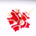 Set aus sechs Plüsch-Weihnachtsmann-Anhängern aus rotem und weißem Stoff mit Goldschnüren - 5cm / Rot