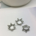 Three silver 3D crown alloy charms for DIY hair accessories and jewelry making - Antique Silver