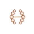 Macro shot of rose gold nipple ring featuring champagne pink zircon gemstones - Rose Gold Crescent Rhinestone Style (1995 Rose Gold)