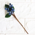Artificial blueberry branch with dark blue berries and realistic green leaves - Small Leaf Blue Berry