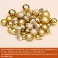 50er-Set goldene Weihnachtsanhänger mit matten und glänzenden Christbaumkugeln - Gold