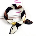 Silk-like square neck scarf featuring black and brown geometric block patterns - Checkered Coffee
