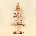 Decoración de mesa de árbol de Navidad de madera giratorio de 3 niveles con Papá Noel - Árbol de Madera Láser de Color Natural