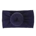 Dettaglio della fascia per neonati blu scuro con nodo a ciambella e trama a maglia - Blu navy