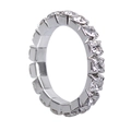 Three-row crystal stretch eternity ring with sparkling silver finish for women - One Row White Rhinestones