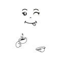 Cartoon character line art illustration holding a steaming coffee cup and saucer - AF2598C Coffee Cup