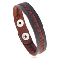 Vintage braunes Lederarmband mit durchgehender Herzstickerei und Druckknopfverschluss - Braun