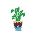 Cartoon green potted plant enamel brooch pin for clothing and hat accessories - Broadleaf Plant (Potted 3)