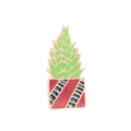 Green cactus enamel pin in red striped pot, golden alloy badge accessory for clothes - Red Pot Plant (Potted 6)