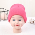 Pink knit beanie for toddlers aged 1-5, warm solid color winter hat for baby girls - Adjustable / Watermelon red