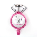 Pink diamond ring foil balloon featuring a black I DO print for wedding decoration - Mini Size / Pink (I DO)