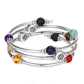 Pulsera envolvente de varias capas con piedras naturales de colores y dije Om - Chakra Colorido con Colgante Om (Estilo 2)