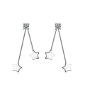 Silver star drop earrings with sparkling cubic zirconia tassels and reflective finish - Silver