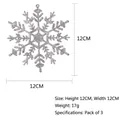 Dettaglio di fiocchi di neve glitterati argento 12cm, confezione da 3 per decoro Natale - Argento