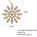 Dettaglio del fiocco di neve dorato glitterato da 12 cm con cordino per albero di Natale - Oro