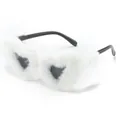 Fashion heart-shaped sunglasses with white plush fur frame and dark grey lenses - White Frame Dark Grey Lens